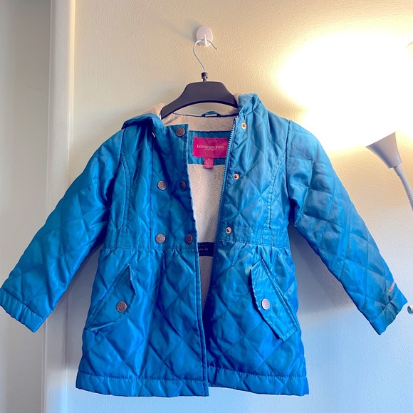 London Fog rain coat/ Turquoise Teal Fleece Lined Hooded Puffer Jacket - Picture 7 of 7